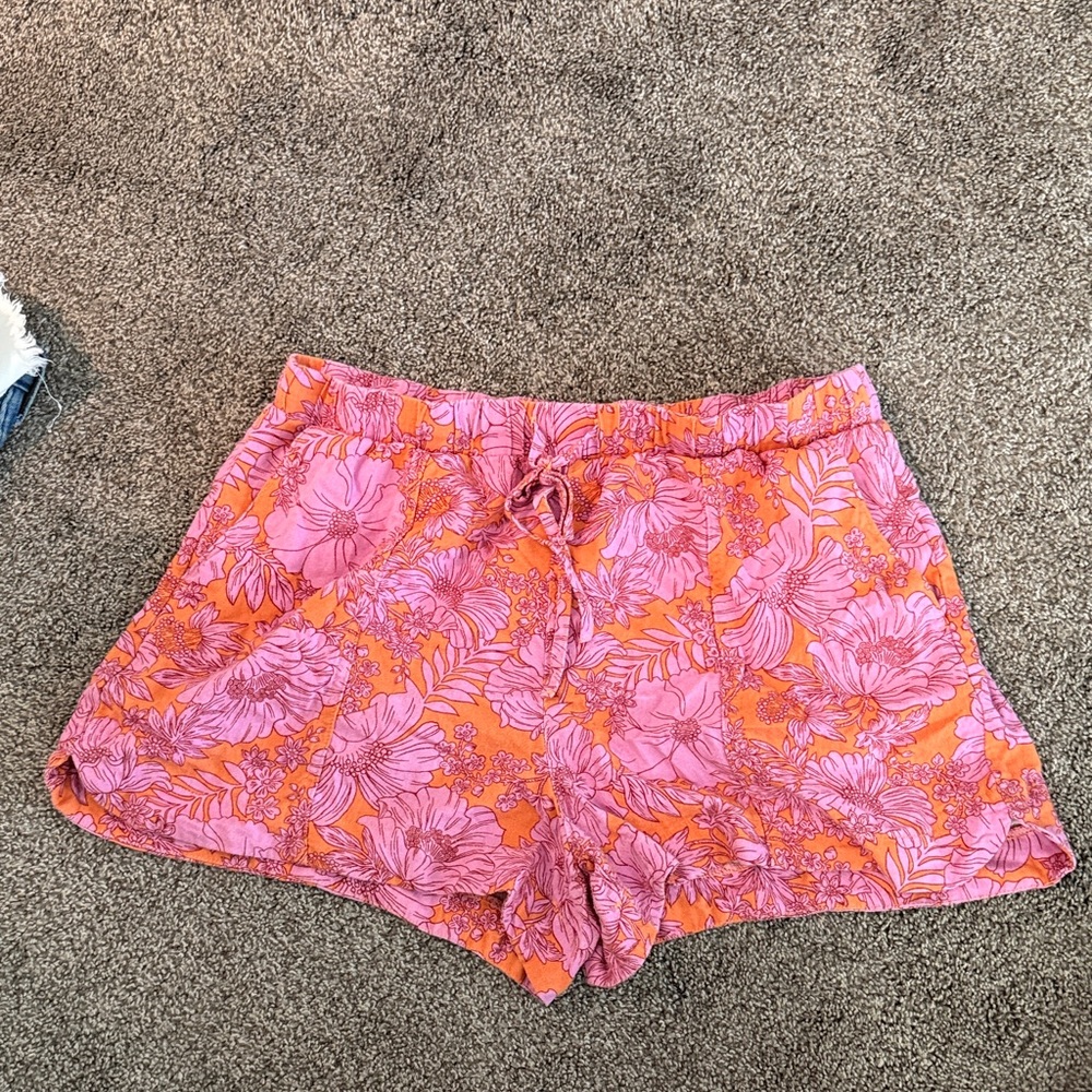 Universal Thread Pink and Orange Floral High Waist Shorts